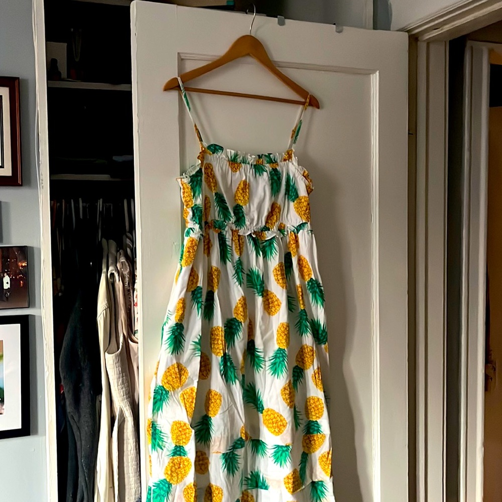 J.Crew Pineapple print spaghetti strap dress (w/ pockets! (!))